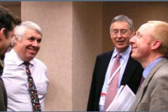 Mark Gee, Ian Hutchings, and Phillip Shipway enjoy the poster session.