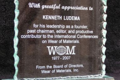 Congratulations to Professor Ken Ludema, founding Chairman of WOM ‘77 and ‘79, for his continued service